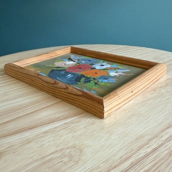 Vintage 60's Polish Floral Painting In Wood Frame by Local Artist. - Picture 3 of 8